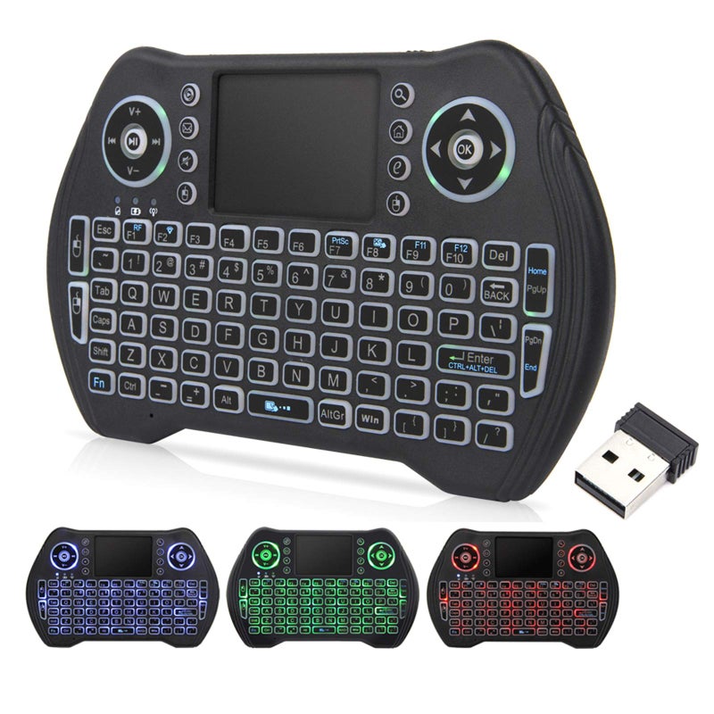 Upvivi Backlit Mini Keyboard,2.4GHz Wireless Mini Keyboard with Touchpad Mouse Handheld Remote Control for PC, Raspberry Pi 2, Pad, Smart TV, Android TV Box - Image 1